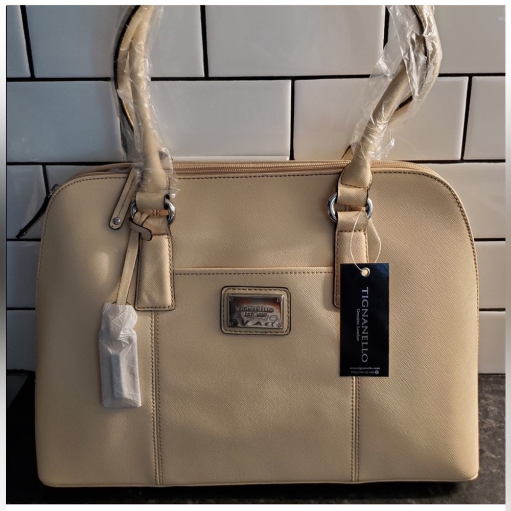 TIGNANELLO Genuine Leather, According satchel, Color: Cream